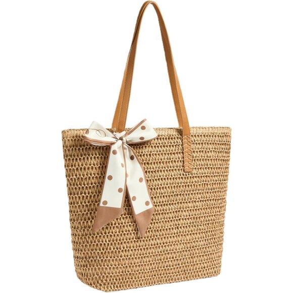 Spacious Woven Straw Beach Tote with Inner Pocket, Perfect for Summer Outings - Picture 1 of 9